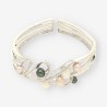 Pulsera esclava oro bl. y brillantes14Kt