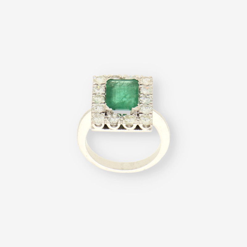 Anillo oro esmeralda y brillantes