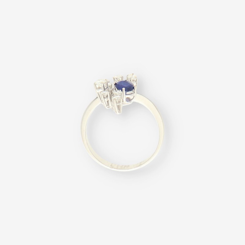 Anillo oro bl. zafiro y brillantes