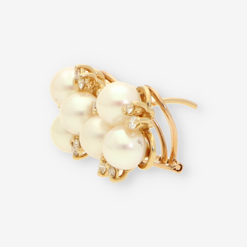 Pendientes oro perla y brillantes