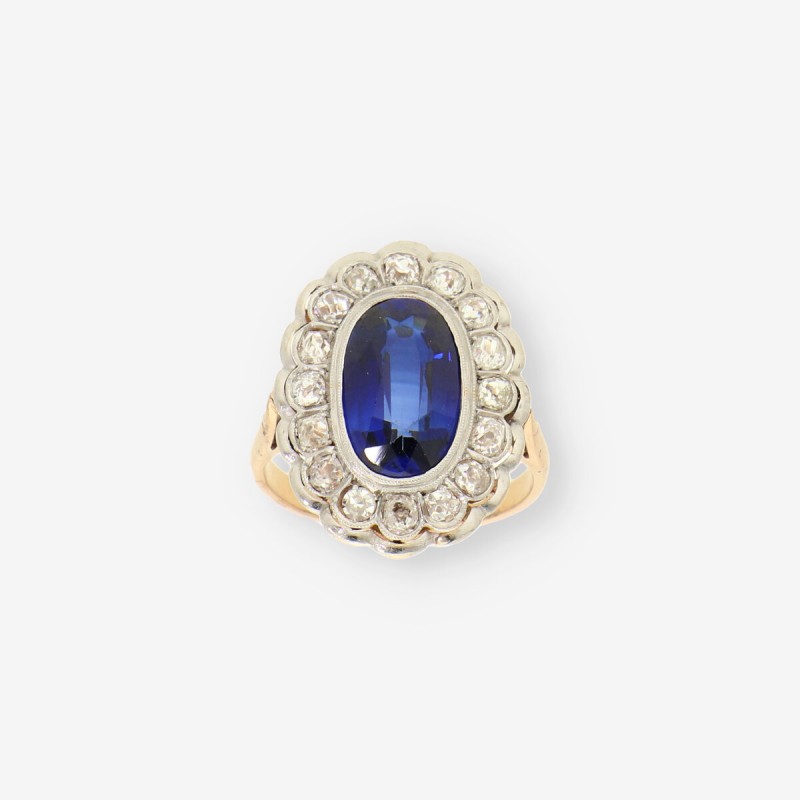 Anillo p. azul oro y brillantes