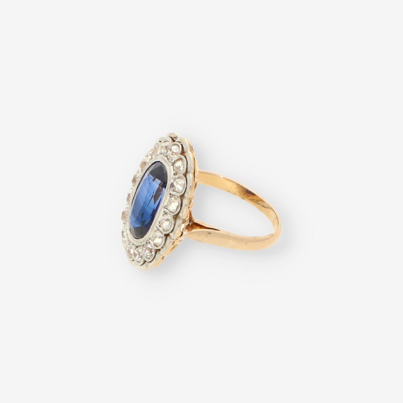 Anillo p. azul oro y brillantes