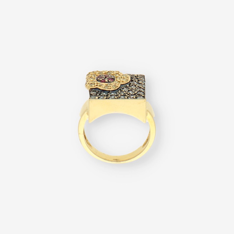 Anillo oro piedras de colores