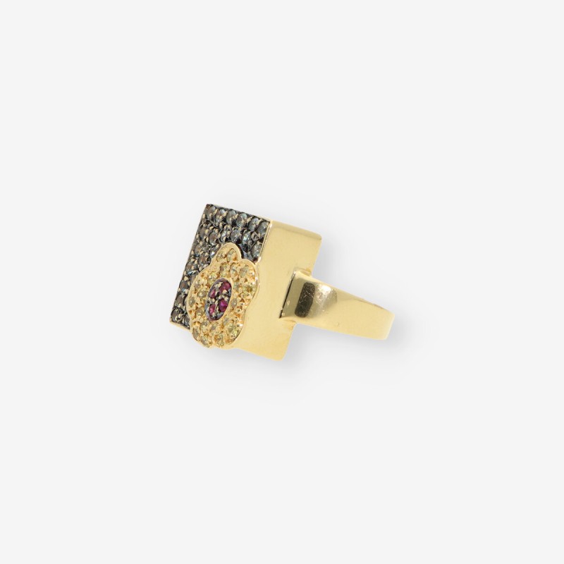 Anillo oro piedras de colores