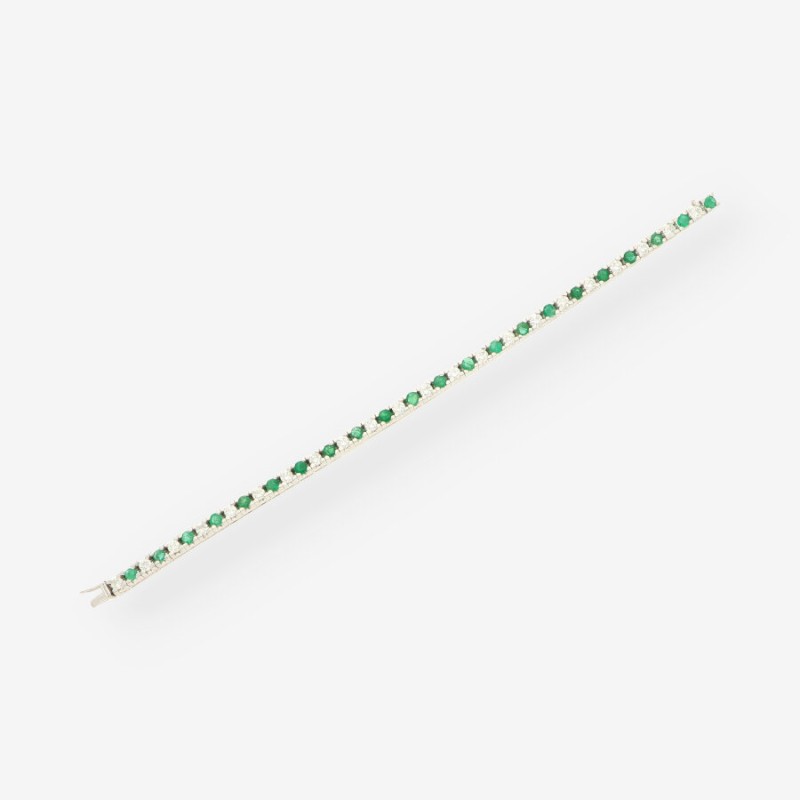 Pulsera platino esmeralda y bri