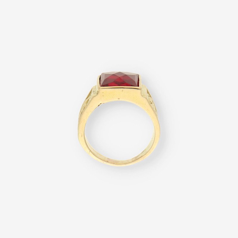 Anillo oro piedra roja