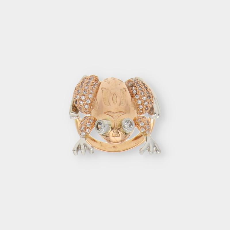 Anillo con rana en oro bicolor 18kt