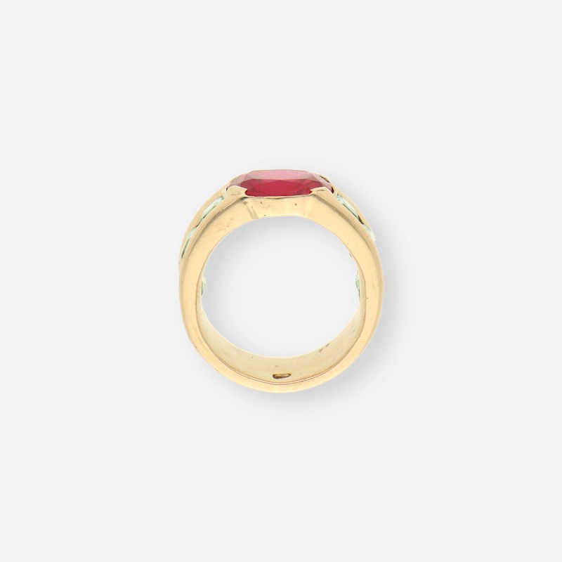 Anillo oro rubi y aguamarina VASARI