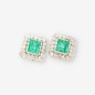 Pendientes oro blanco con esmeralda y brillante