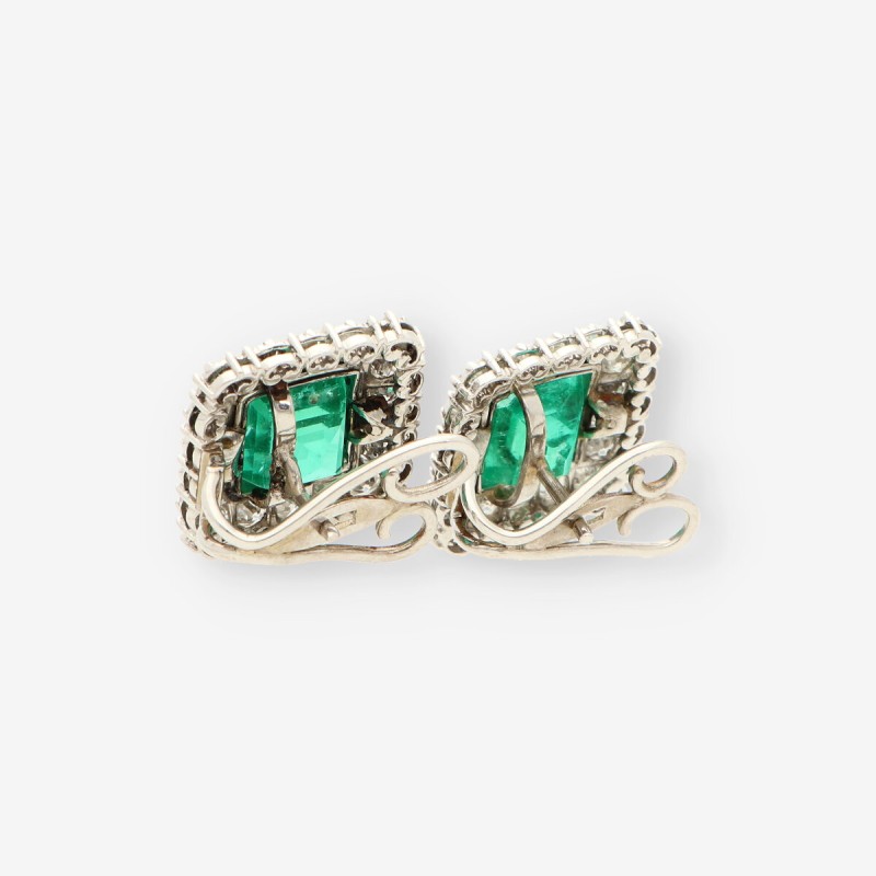 Pendientes oro bl. esmeralda y brillante