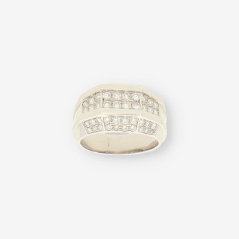 Anillo oro blanco y bri