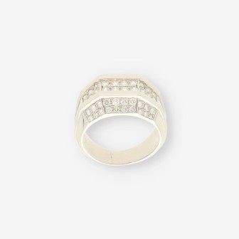 Anillo oro blanco y bri