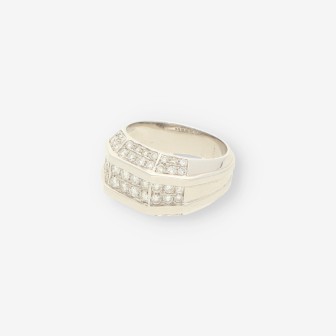 Anillo oro blanco y bri