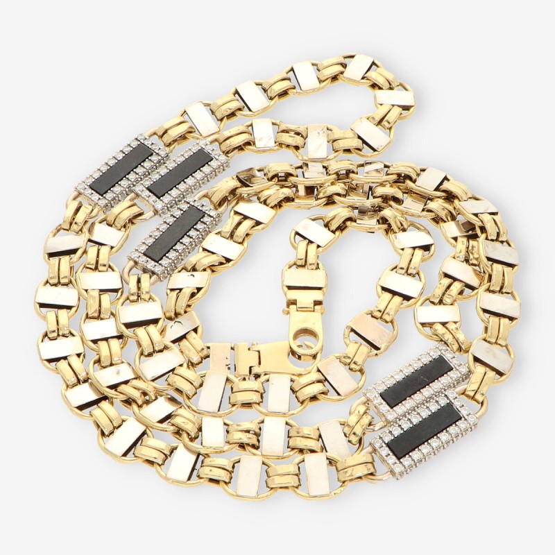 Cadena oro bl./ama. y p. onix