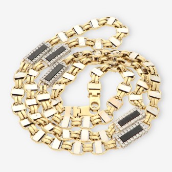 Cadena oro bl./ama. y p. onix