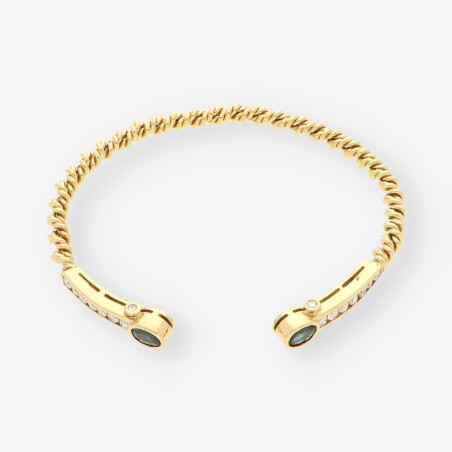 Esclava oro 18kt con zafiro y brillantes