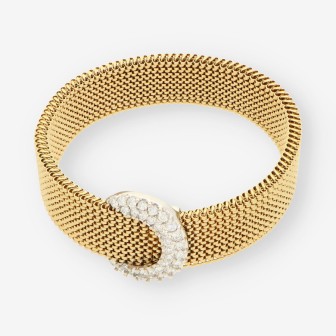 Pulsera oro bl./ama. y brillantes