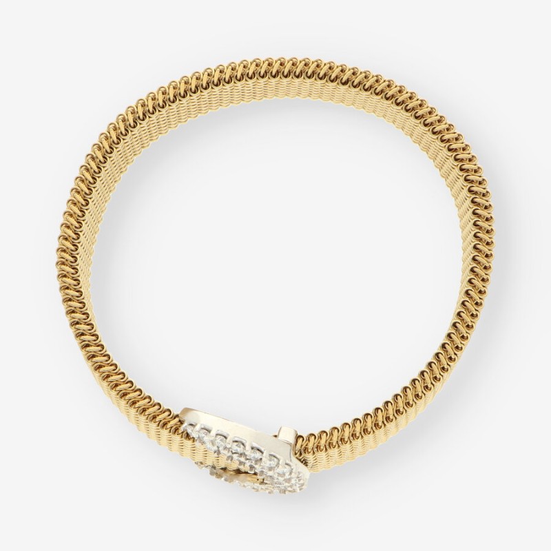 Pulsera oro bl./ama. y brillantes