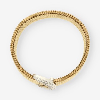Pulsera oro bl./ama. y brillantes