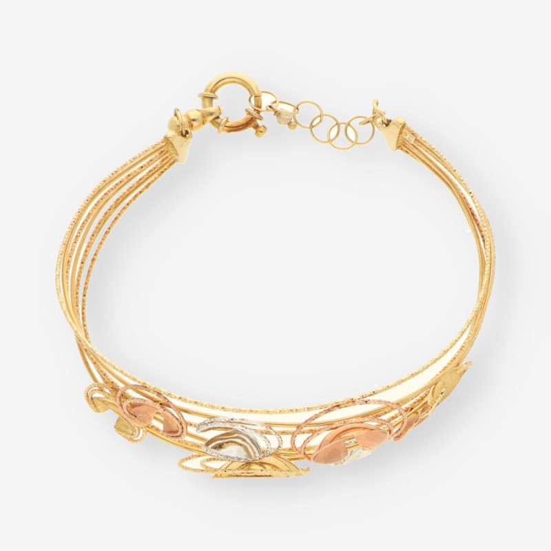 Pulsera oro blanco, amarillo y rosa