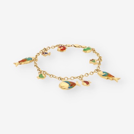 Pulsera peces oro 18kt con esmalte