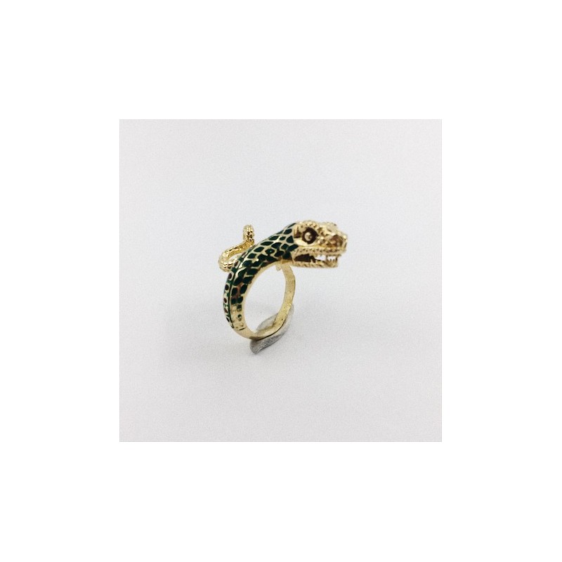 Anillo de oro y esmalte en forma de serpiente