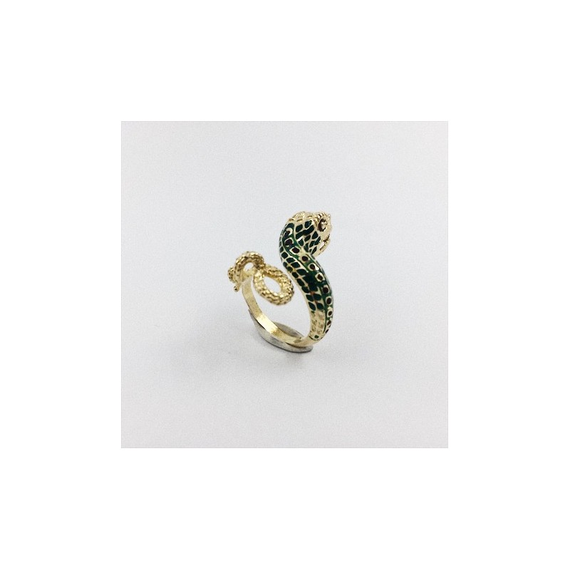 Anillo de oro y esmalte en forma de serpiente