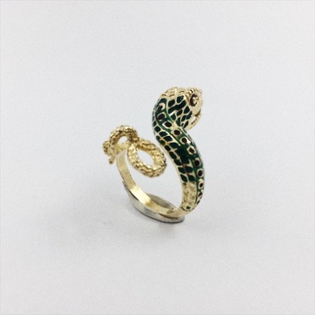 Anillo de oro y esmalte en forma de serpiente