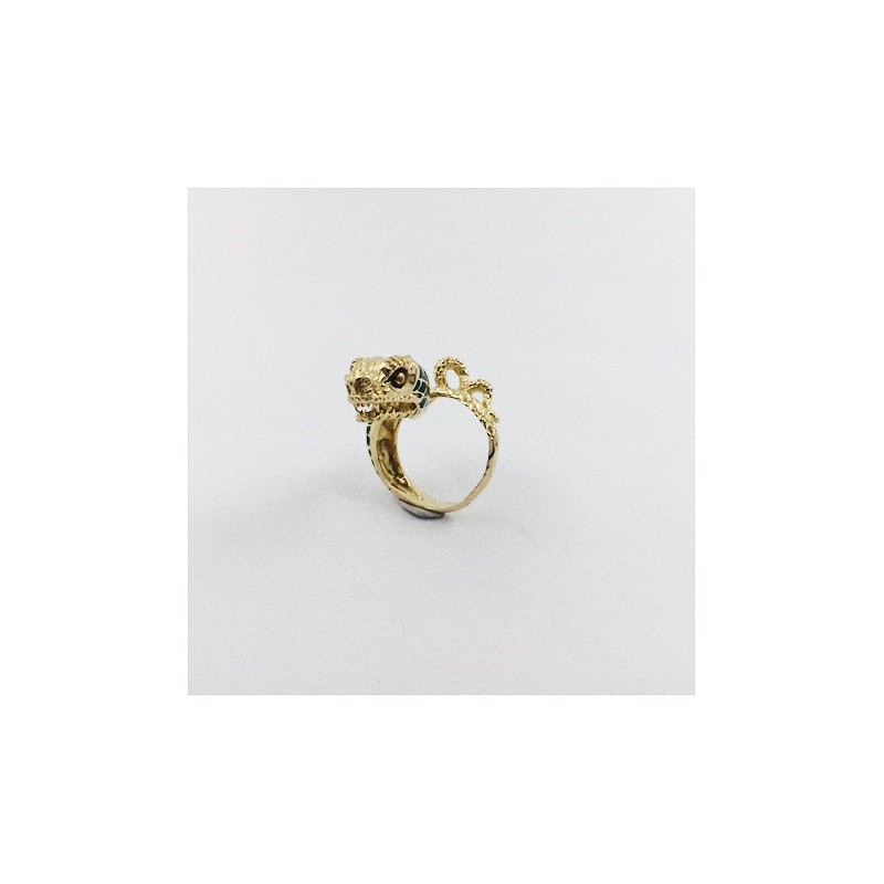 Anillo de oro y esmalte en forma de serpiente