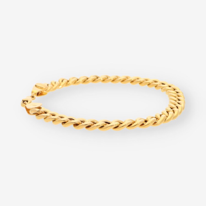 Pulsera hueca barbada oro