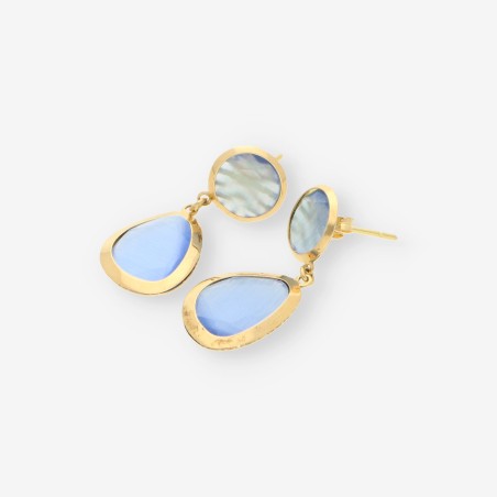 Pendientes oro 18kt piedra azul