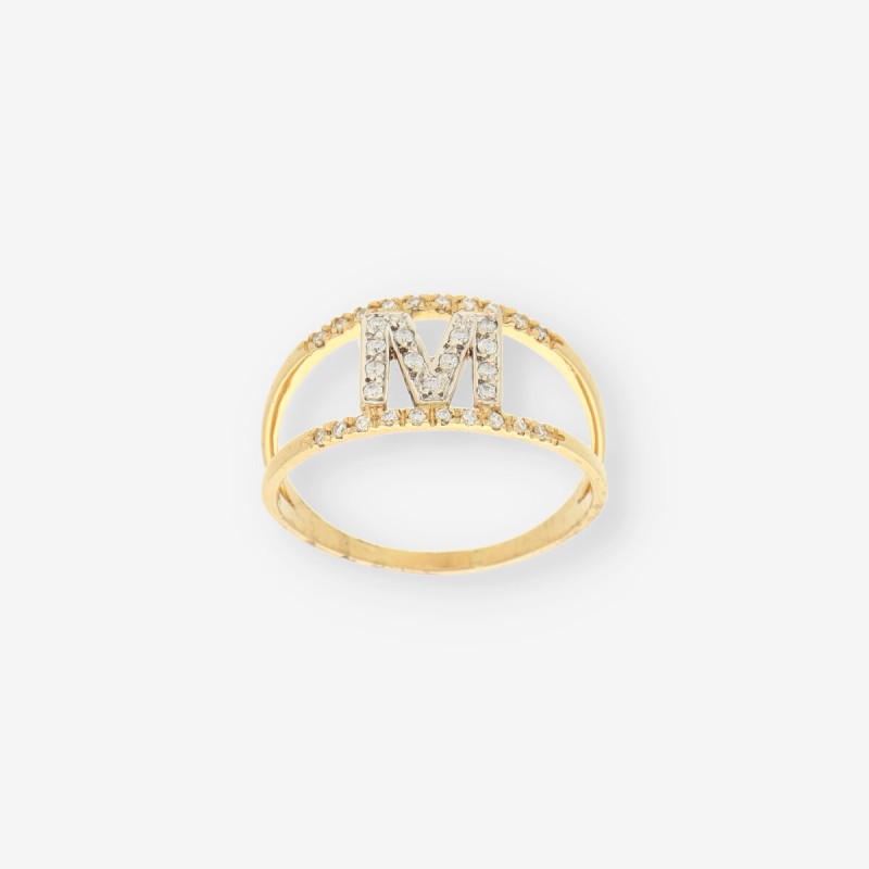 Anillo M oro y brillantes