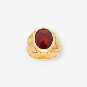 Sello en oro 18kt con piedra roja