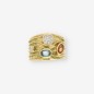 Anillo piedra azul y  naranja en oro 18kt con brillantes