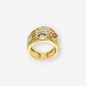 Anillo piedra azul y  naranja en oro 18kt con brillantes