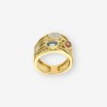 Anillo p. azul, p. naranja, oro y bri.
