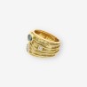 Anillo p. azul, p. naranja, oro y bri.