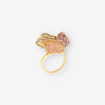 Anillo oro piedras color