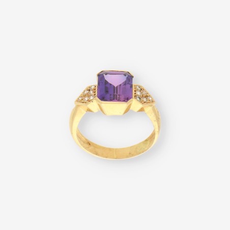 Anillo piedra lila y oro 18kt