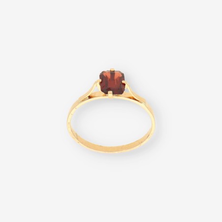 Anillo oro 18k y piedra roja