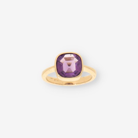 Anillo oro piedra lila