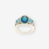 Anillo oro blanco p. azul y brillantes