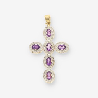 Cruz oro amatista y brillantes