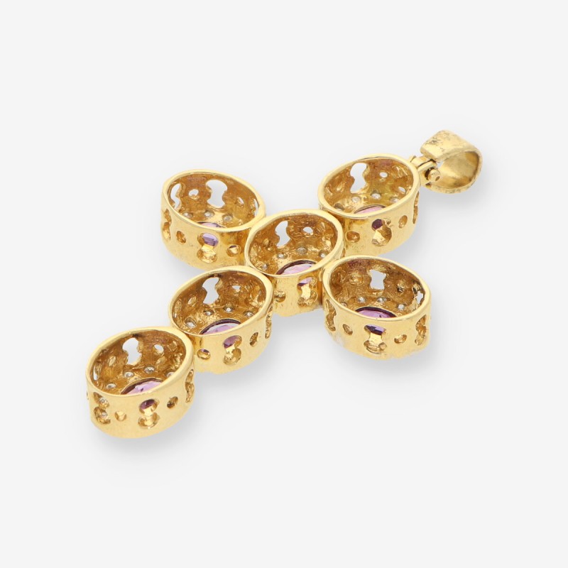 Cruz oro amatista y brillantes