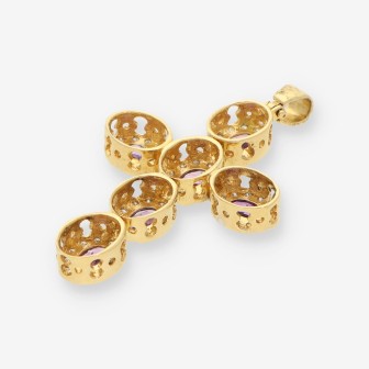 Cruz oro amatista y brillantes