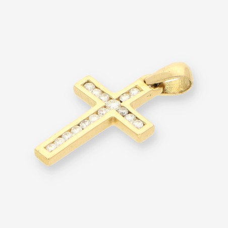 Colgante cruz oro 18kt y brillantes