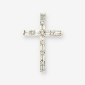 Cruz oro bl. y brillantes