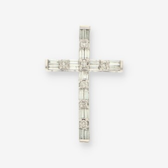 Cruz oro bl. y brillantes