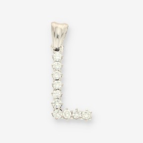 Colgante letra L oro bl. y brillantes