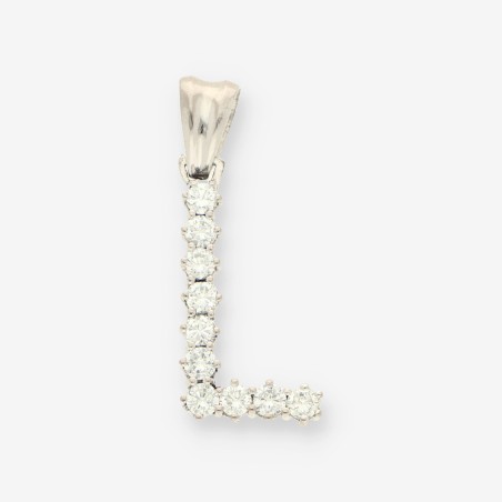 Colgante letra L oro bl. y brillantes